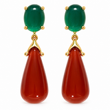 Carnelian & Green Chalcedony Gold Vermeil Drop Earrings