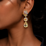 Lemon Quartz, Citrine & Multicolor Sapphire Drop Earrings