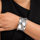 Sculptural Sterling Silver Wide Cuff Bracelet