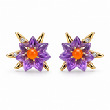 Celestial Bloom Amethyst & Carnelian Starburst Stud Earrings