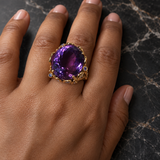35 Carat Amethyst Cocktail Ring – Brutalist Sterling Silver