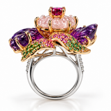 Enchanted Garden Multi-Gemstone Floral Statement Ring