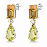 Detachable Lemon Quartz, Citrine & Moonstone Drop Earrings