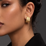 18K Gold Plated Wood Grain Huggie Hoop Earrings