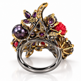Fantasy Garden Blooming Rose Gemstone Ring