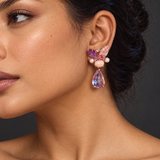 Convertible Rose Quartz, Amethyst & Pink Opal Detachable Earrings