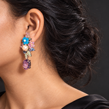 Multicolor Gemstone Convertible Floral Earrings