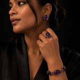 Oval Amethyst & Pink Sapphire Stud Earrings