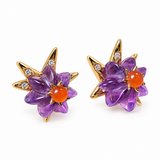 Celestial Bloom Amethyst & Carnelian Starburst Stud Earrings