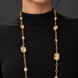 Champagne Quartz Long Station Necklace in Gold Vermeil