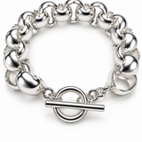 Sterling Silver Oversized Rolo Link Bracelet w/ Toggle Clasp