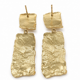 Wood Grain Sterling Silver Vermeil Statement Earrings