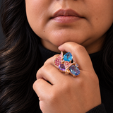 Multicolor Gemstone Sculptural Cocktail Ring