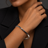 Sculptural Sterling Silver 6mm Slip-On Bangle Bracelet