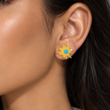 Celestial Starburst Lemon Jade & Turquoise Vermeil Earrings