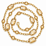 Champagne Quartz Long Station Necklace in Gold Vermeil