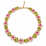 Carved Rose Quartz & Lemon Quartz Floral Necklace