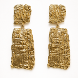 Wood Grain Sterling Silver Vermeil Statement Earrings