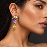 Amethyst, Citrine & Lemon Quartz Multigemstone Drop Earrings