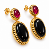 Convertible Black Onyx & Ruby Detachable Drop Earrings