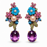 Multicolor Gemstone Convertible Floral Earrings