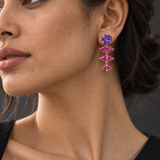 Amethyst & Pink Topaz Rose Gold Drop Earrings