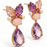 Convertible Rose Quartz, Amethyst & Pink Opal Detachable Earrings
