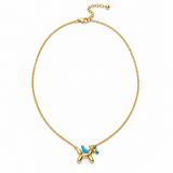 Blue Enamel Unicorn Gold Vermeil Charm Necklace