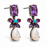 Amethyst & Mother of Pearl Floral Drop Earrings