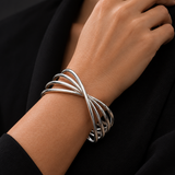 Sterling Silver Sculptural Crisscross Cuff Bracelet
