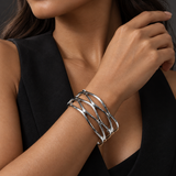 Sculptural Wave Sterling Silver Cuff