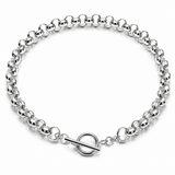 Sterling Silver Oversized Rolo Link Necklace w/ Toggle Clasp