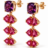 Amethyst & Pink Topaz Rose Gold Drop Earrings
