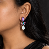 Amethyst & Mother of Pearl Floral Drop Earrings
