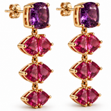 Amethyst & Pink Topaz Rose Gold Drop Earrings