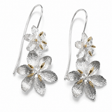 Sterling Silver Double Drop Flower Earrings