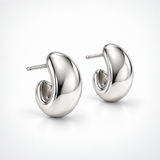 Sculptural Dome Sterling Silver Earrings – High Polish Statement Earrings