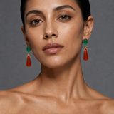Carnelian & Green Chalcedony Gold Vermeil Drop Earrings