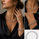 Large Round Mixed Flat Link  w/ Toggle Bracelet Clasp