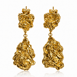 Molten Texture Gold Drop Earrings – Sculptural Statement Earrings