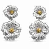 Two-Tone Sculptural Flower Sterling Silver Statement Earrings