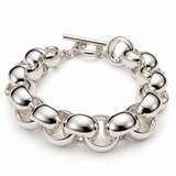 Sterling Silver Oversized Rolo Link Bracelet w/ Toggle Clasp