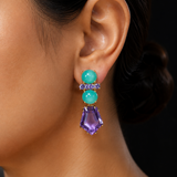 Amethyst & Chrysoprase Convertible Drop Earrings