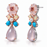 Blushing Garden Rose Quartz & Multi-Gemstone Drop Earrings