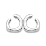 Sterling Silver Geometric Front-Facing C-Hoop Earrings