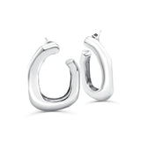 Sterling Silver Geometric Front-Facing C-Hoop Earrings