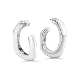 Sterling Silver Geometric Front-Facing C-Hoop Earrings