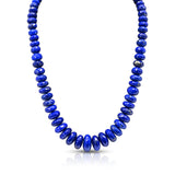 Large Faceted Rondelle Lapis Lazuli Bead Necklace w/ 14k Yellow Gold Clasp