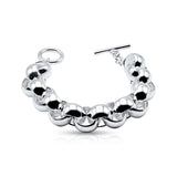 Sterling Silver Oversized Rolo Link Bracelet w/ Toggle Clasp