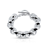 Sterling Silver Oversized Rolo Link Bracelet w/ Toggle Clasp